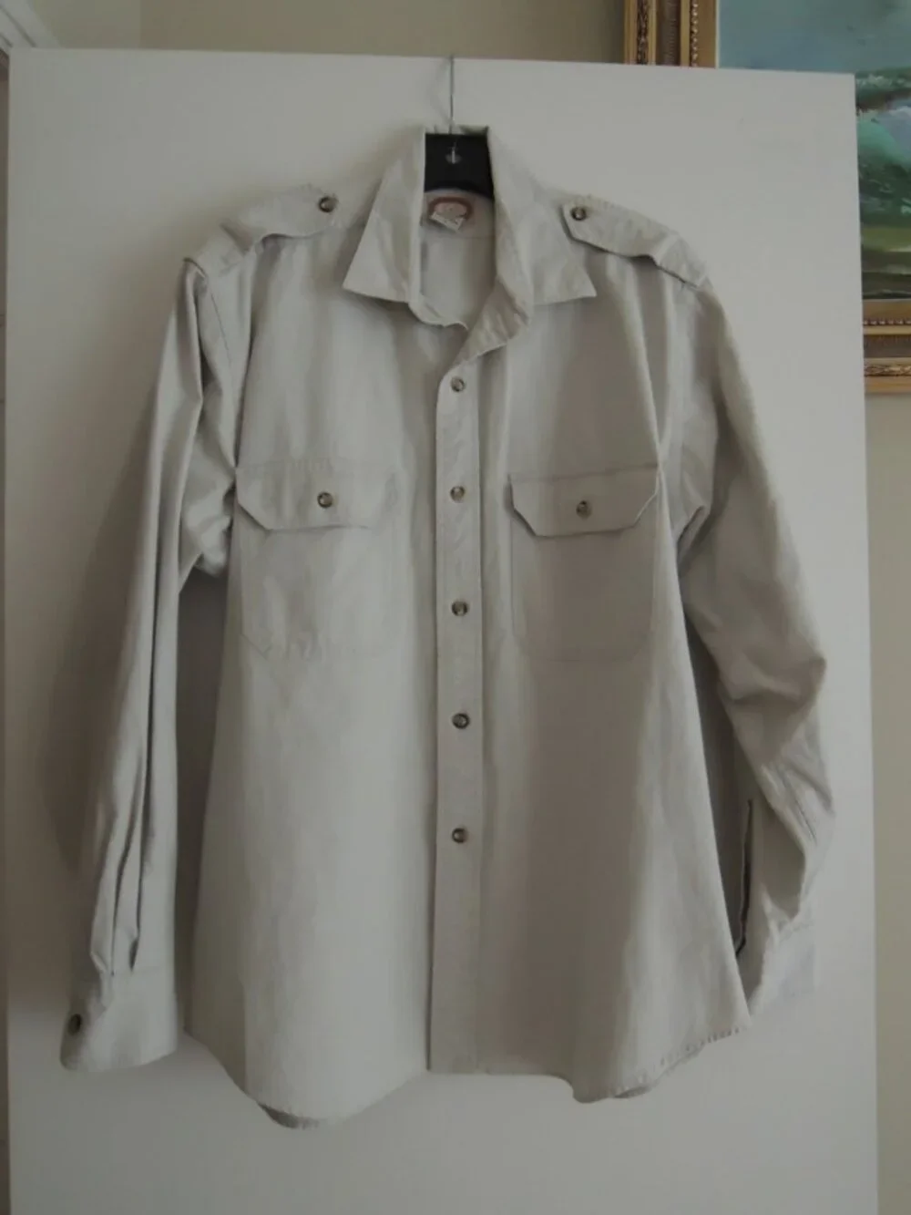 Banana Republic Safari Bush Shirt Size L Oyster Color Jacket Vtg Lbl Shacket EUC